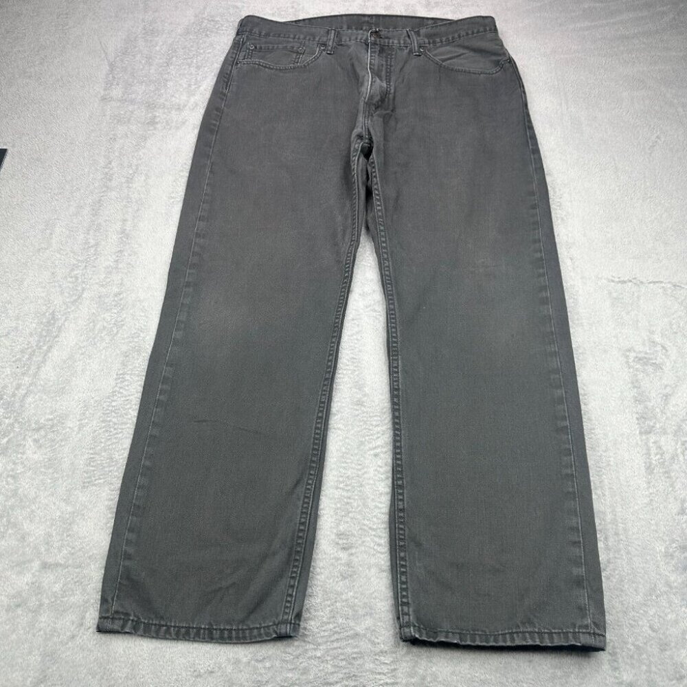 Levi's 505 Jeans Mens 36x28 Dark Gray Charcoal Straight Leg Regular Fit Denim